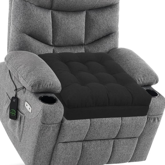 Extra Large Memory Foam Recliner Cushions for Elderly, 20x20x5 Inch Thick Dual-Layer Patent Design Non-Slip Recliner Seat Cushion for Couch for Easy to Stand Up & Reduce Hip & Lumbar Pain, Black