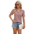 thumbnail image 2 of Blusas Informales Elegantes para Mujer, Camisas con Cuello de Solapa, Blusas de Verano Informales de Negocios A , Gris Rosa S, 2 of 9