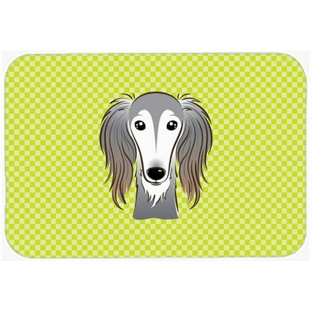 Checkerboard Lime Green Saluki Mouse Pad, Hot Pad or Trivet BB1291MP