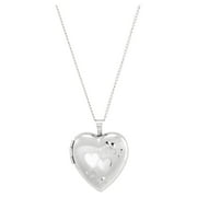 Brilliance Fine Jewelry Sterling Silver Hollow Locket Heart Double-Heart Engraved Design Pendant, 18"