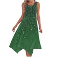 thumbnail image 2 of Uscallm Women's Casual Maxi Dresses Round Neck Sleeveless High Low Hem Printed Boho Lightweight Long Vacation Beach Sundresses, Green 2XL, 2 of 7