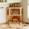 thumbnail image 2 of Corner Bread Box for Kitchen Countertop, Double Layer Bamboo Bread Storage Container, Large Farmhouse Bread box with Acrylic Wavy Door Panel, Under Cabinet Organizer (Natural, Extra Large), 2 of 14