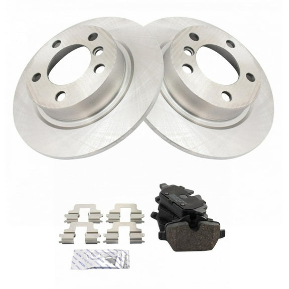 TRQ Rear Brake Pad & Rotor Kit Brake Pads Brake Rotor Ceramic Fits Select 2011-2016 Mini Cooper Countryman 2013-2016 Cooper Paceman