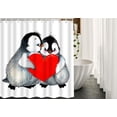 thumbnail image 2 of Penguin Bathroom Shower Curtain Valentine''s Day Love Cute Animal Penguins Holding Red Heart Shower Curtains Home Decorative Waterproof Polyester Fabric Shower Curtain with Hooks 72x72 Inch, 2 of 5