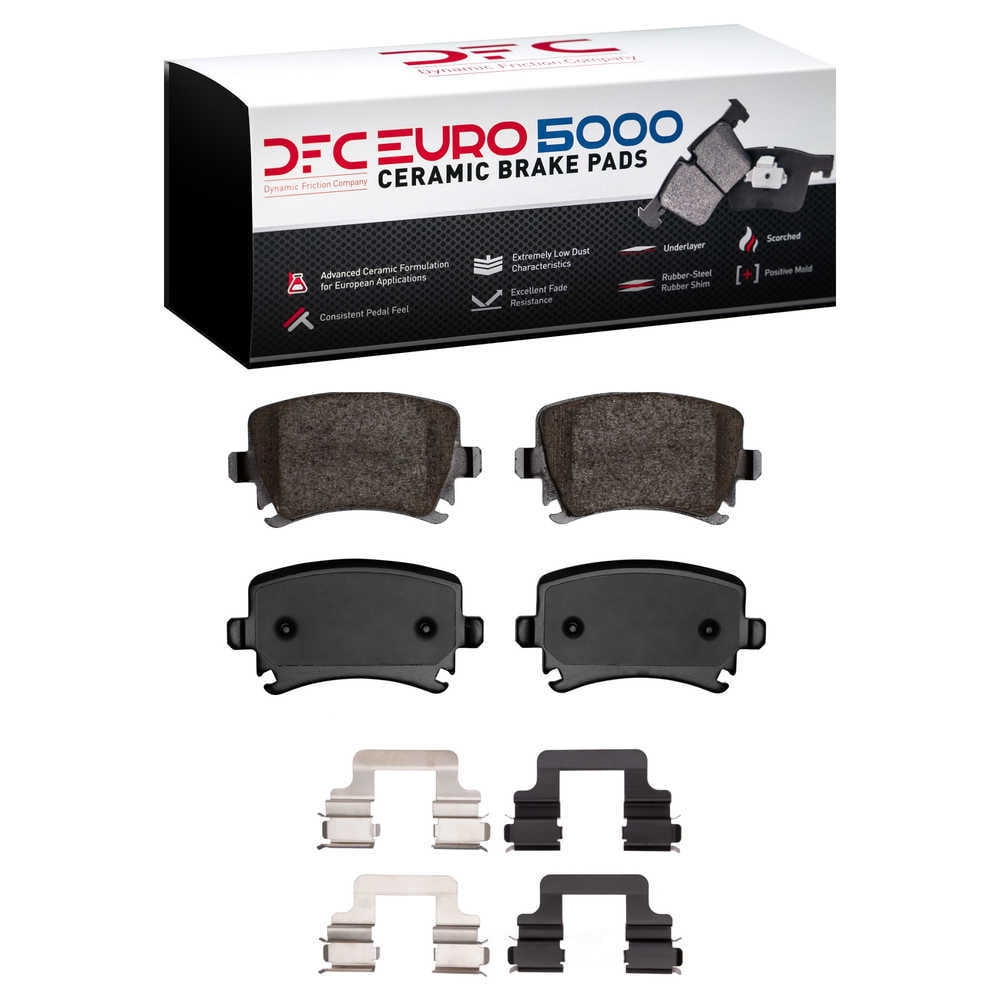 Dynamic Friction Company 1600-1108-02 DFC EURO 5000 Ceramic Brake Pads and Hardware Kit