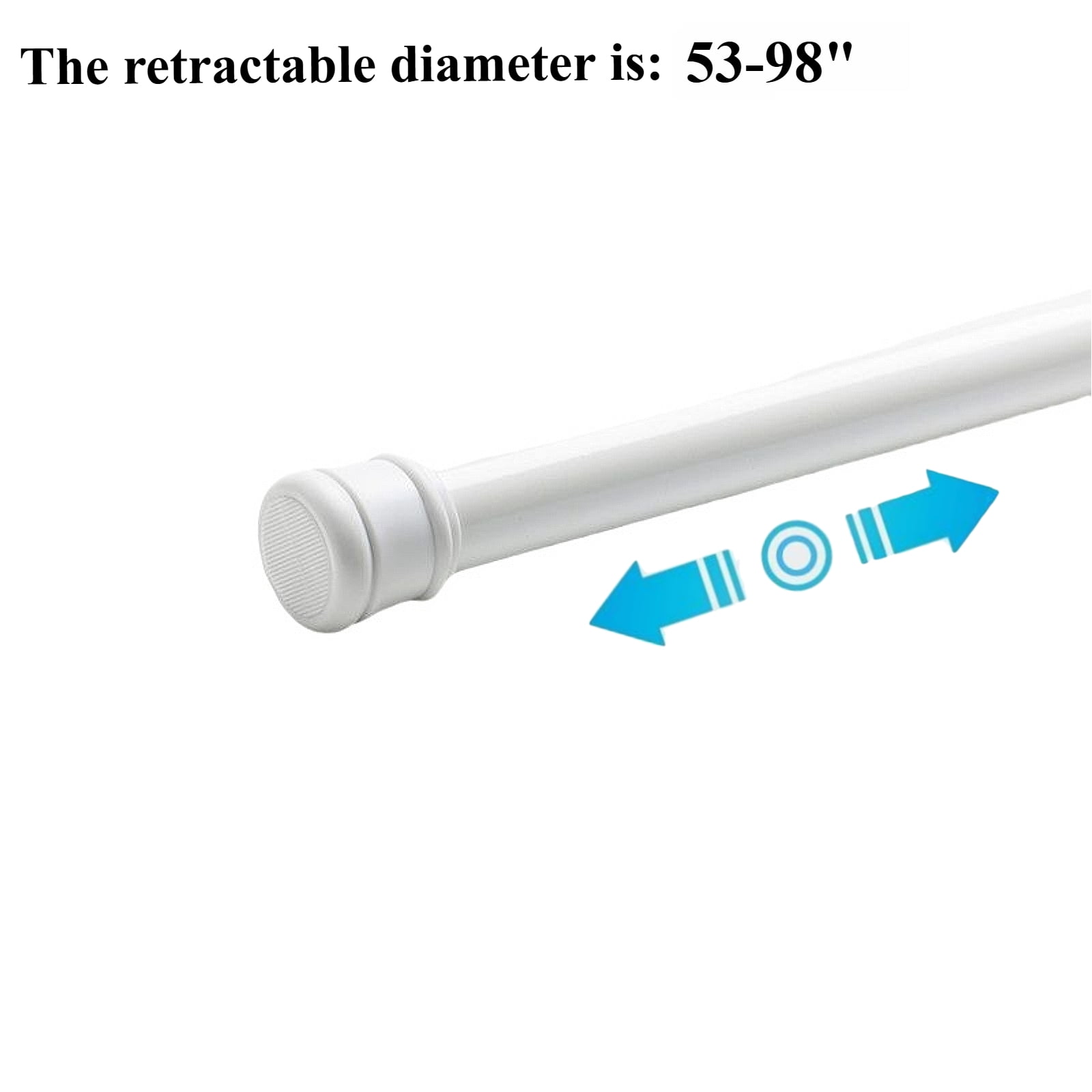 Curtain Rods 53 To 98, 0.86" White Adjustable Window Rods, Heavy Duty No Drill Curtain Rods with End Caps, Modern Style Indoor Outdoor Tension Curtain Rod For Patio Bedroom
