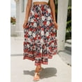 thumbnail image 5 of Maxi Skirts for Women 2025 Summer Boho Long Flowy Floral Elastic High Waist Skirt Casual Travel Skirt Red S, 5 of 8