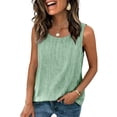 thumbnail image 6 of Qwertyu Womens Cotton Linen Tank Tops Round Neck Sleeveless Tops Summer Solid Color Shirts Mint Green 3XL, 6 of 9