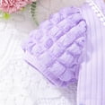 thumbnail image 5 of Athletic Workout One Piece Outfits New Toddler Girls Puff Sleeve Romper Ribbed Elastic Jumpsuit Summer One Piece Playsuit with Bag Purple 4 Years, 5 of 9