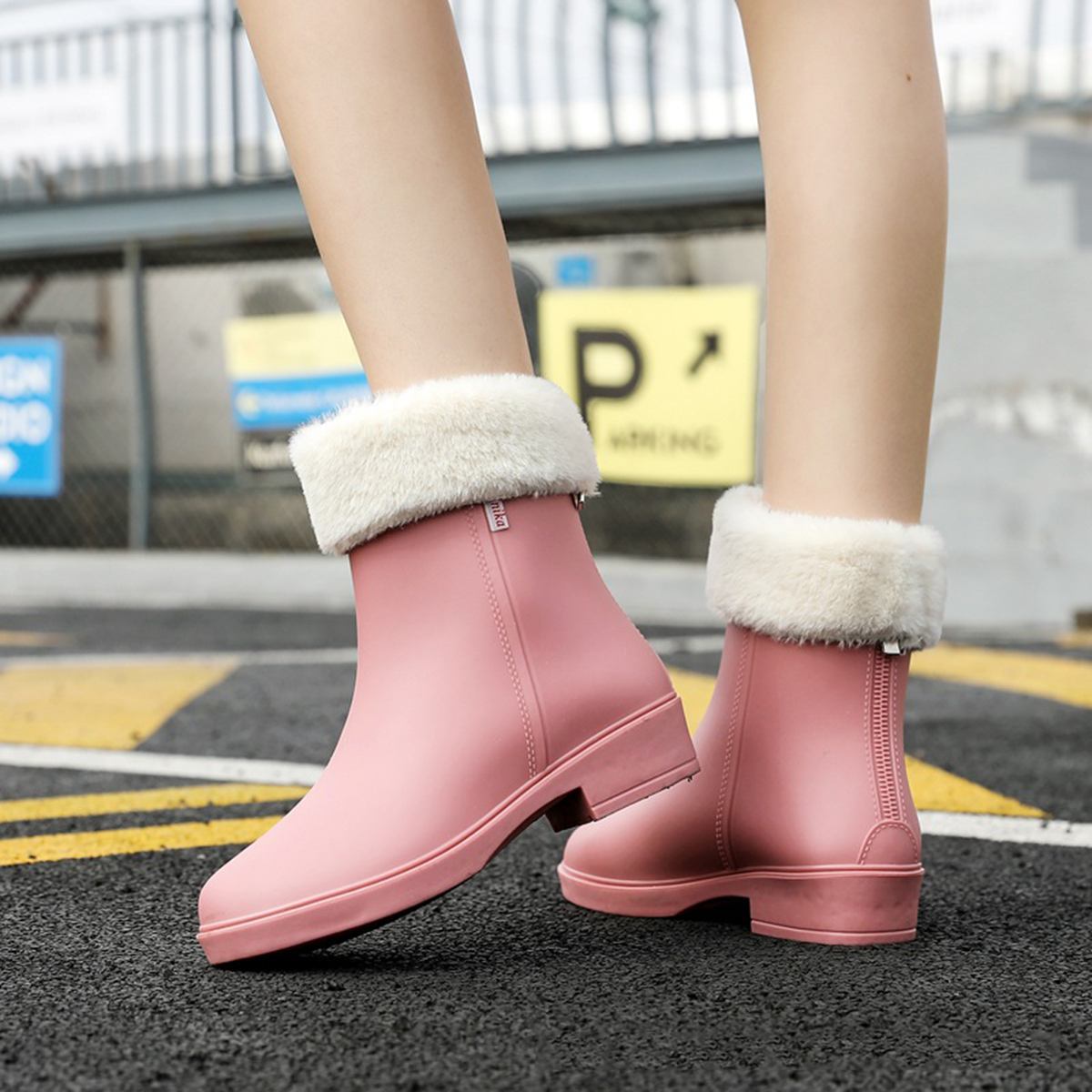 AUXDIQ Rain Shoes Women Mid-calf Boots Waterproof Rain Boots Outdoor Garden Shoes
