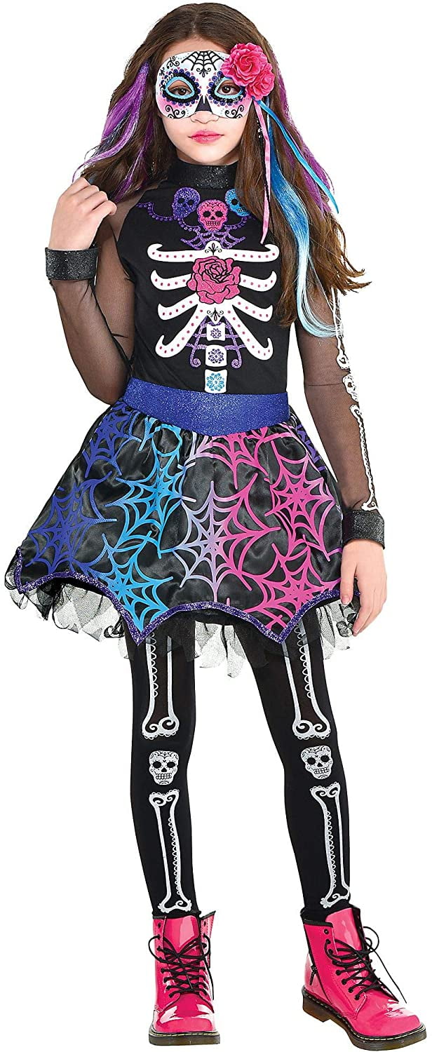 Day of the Dead Skeleton Skull Dia Muertos Fancy Dress Halloween Child Costume