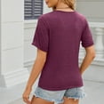 thumbnail image 4 of JFHHQ Blouse Tunique à Col Rond pour Femmes avec Manches Courtes et Détail de Garniture de Boutons, Design Moderne à Ourlet Irrégulier, 4 of 7
