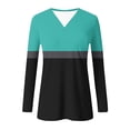 thumbnail image 6 of Fengqque Long Sleeve Color Blocking Shirts for Women V Neck T Shirts Slim Fit Tunic Tops Fashion Clothing Black S(S), 6 of 7