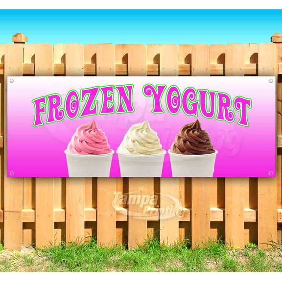 Frozen Yogurt 13 oz Vinyl Banner With Metal Grommets