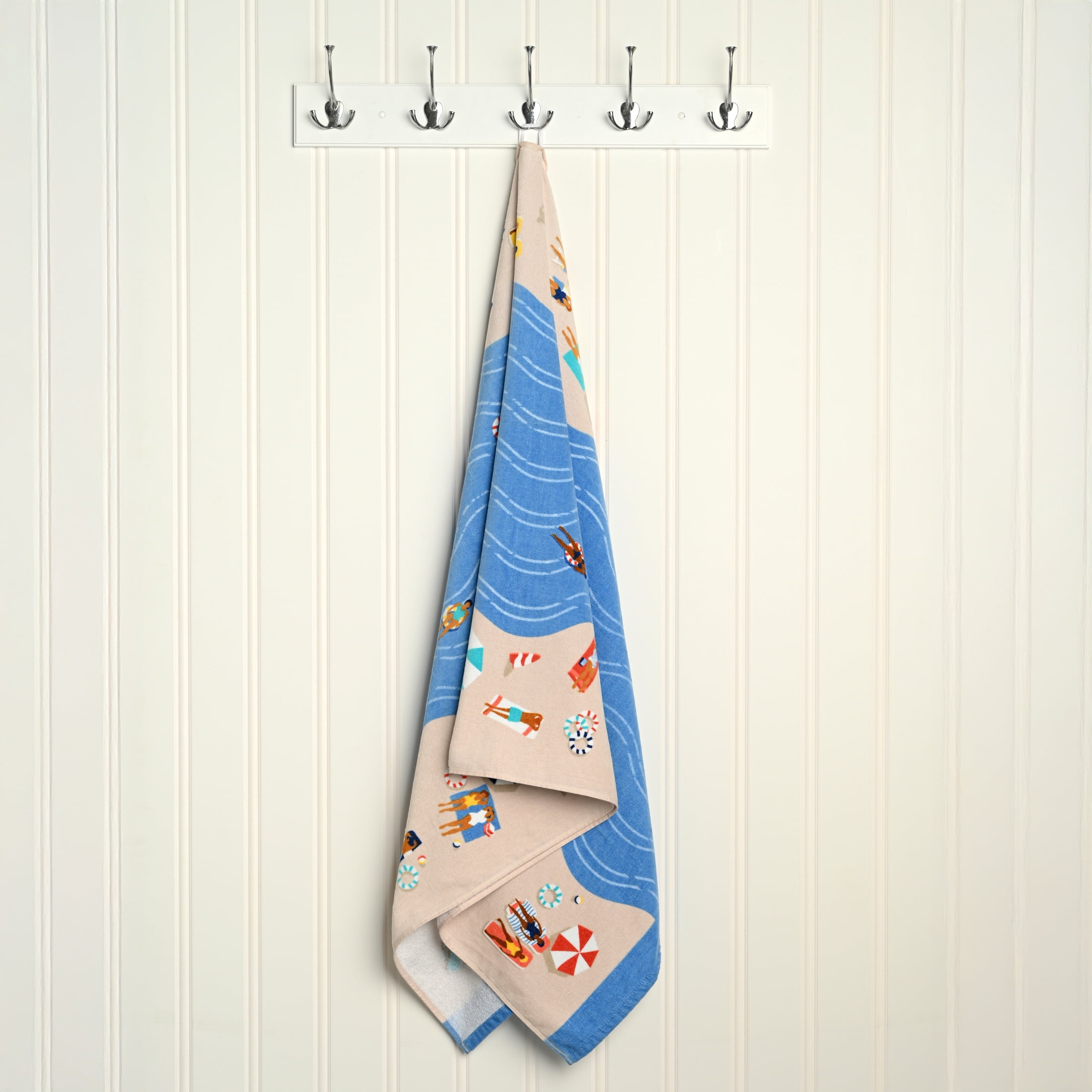 Mainstays Oversized Cotton Blend Blend Beach Towel, 36 x 72 in, Day at the Beach