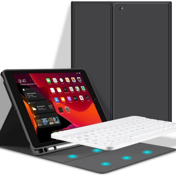Timoom New iPad 9th/8th/7th Generation Case Keyboard 10.2" 2021, 2020, 2019 Magnetically Wireless Bluetooth Keyboard Case with Pencil Holder, Auto Wake/Sleep Cover for iPad 10.2 Inch
