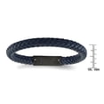thumbnail image 3 of Stainless Steel Brushed Blue Leather Braided 8.5in Bracelet, 3 of 3