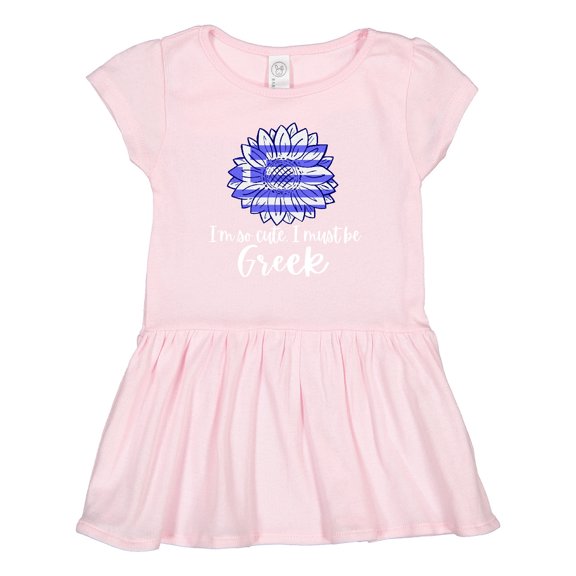 Inktastic I'm So Cute, I Must Be Greek Sunflower Greece Flag Girls Toddler Dress