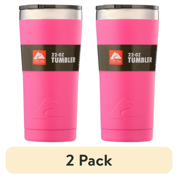 (2 pack) Ozark Trail 22 oz Insulated Stainless Steel Tumbler, Hot Pink