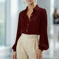 thumbnail image 2 of Velour Tops for Women Lantern Long Sleeve Blouse Button Down Collared Shirt Dressy Velvet Holiday Tops Spring Tops for Women 2026 Trendy, 2 of 9