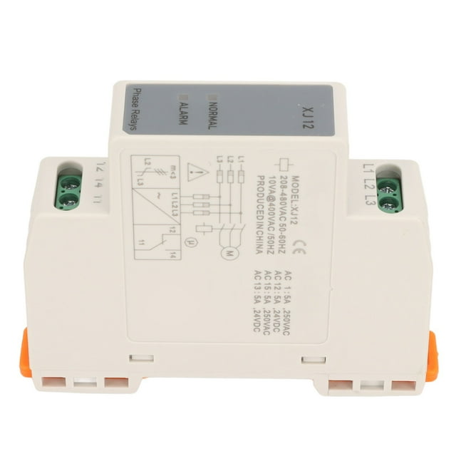 Phase Loss Relay, 208-480VAC Flame Retardant Sturdy Motor 3 Phase Sequence Relay For Office Building