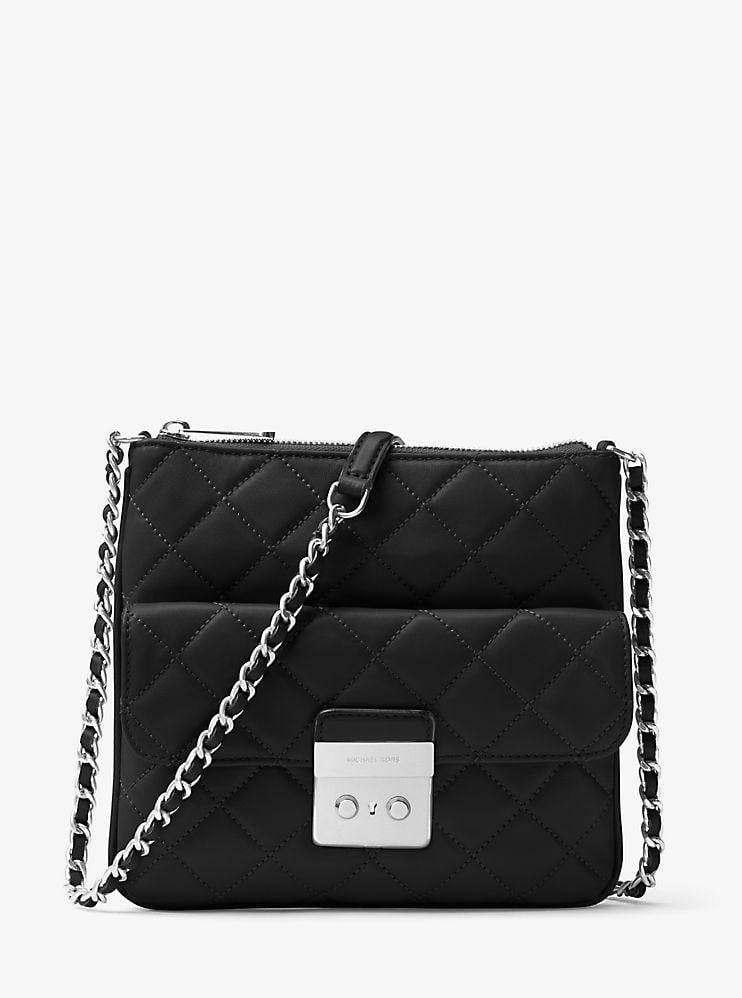 Michael Kors - Sloan Medium Quilted-Leather Crossbody Bag - Black ...