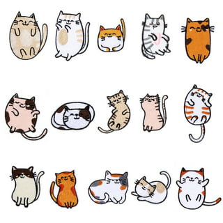 Embroidery Patches,Cute Cat Iron On DIY Decorative Applique Stickers for  Clothing Jeans Bag Jackets Socks Shoes (15pcs)