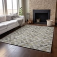 thumbnail image 6 of HomeRoots 651251 3 x 5 ft. Taupe Gold & Ivory Geometric Washable Machine Made Rectangle Area Rug with UV Protection, 6 of 9