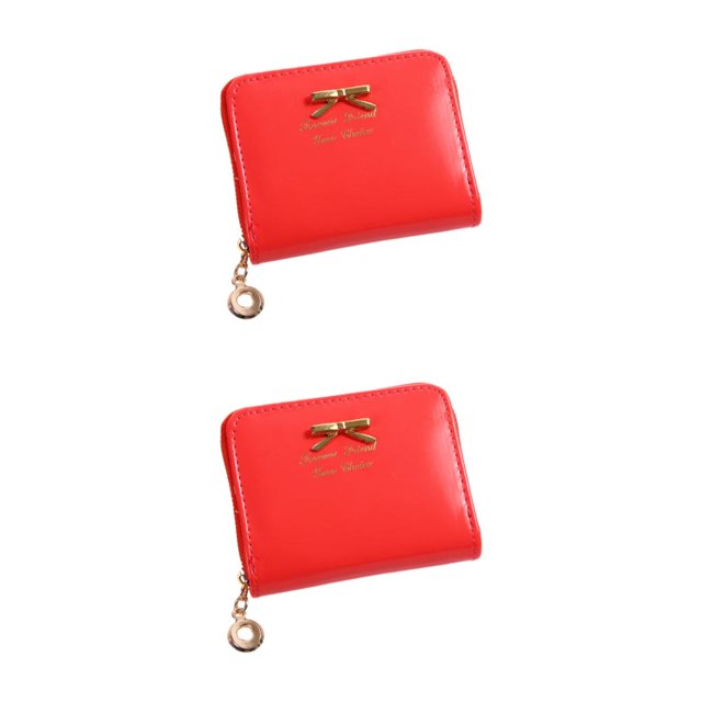Minnieouse Tarjetero pequeño y elegante para un fácil acceso, carteras pequeñas, monederos, monederos fáciles de guardar en la bolsa, color Melon rojo 2Conjunto