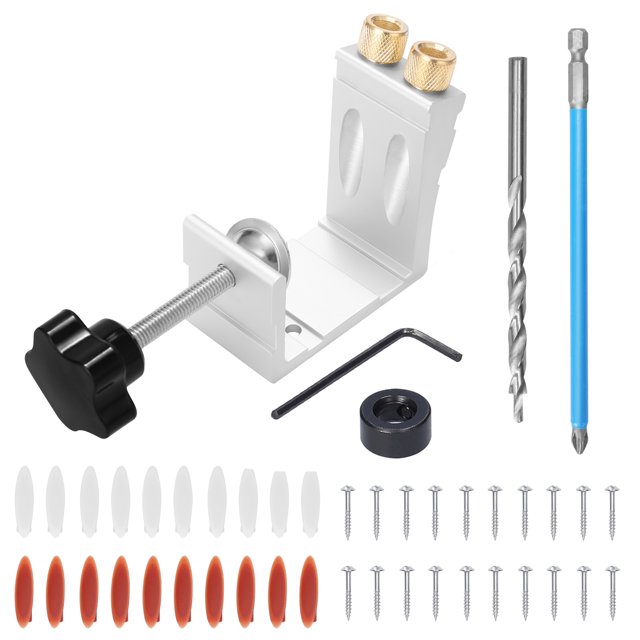 Tignapoo Woodworking Drill Guide for 15° Angled Holes - Adjustable Positioning Tool for Furniture Assembly, Durable Aluminum Alloy Construction, Easy to Use and Install, Versatile Drill Locator Set