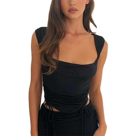 Liacowi Women Sexy Bustier Corset Tops Push Up Off Shoulder Camisole Spaghetti Strap Slim Crop Top
