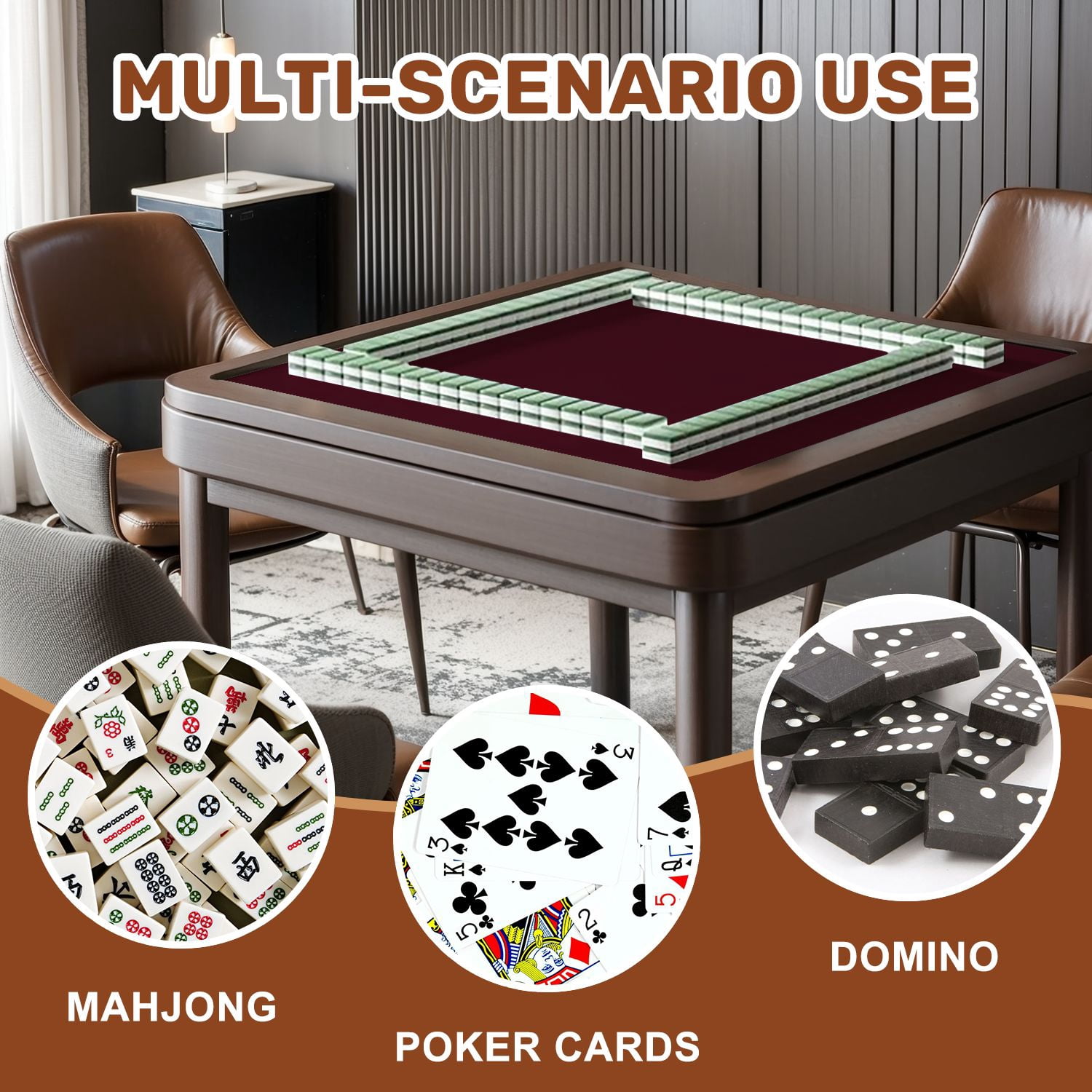 Mahjong Mat 31.5" x 31.5" plain dark plum solid color dark red burgundy Non-Slip Noise Reduction American Mahjong Tiles Table Cover for Dominoes Poker Card Board Games Gift