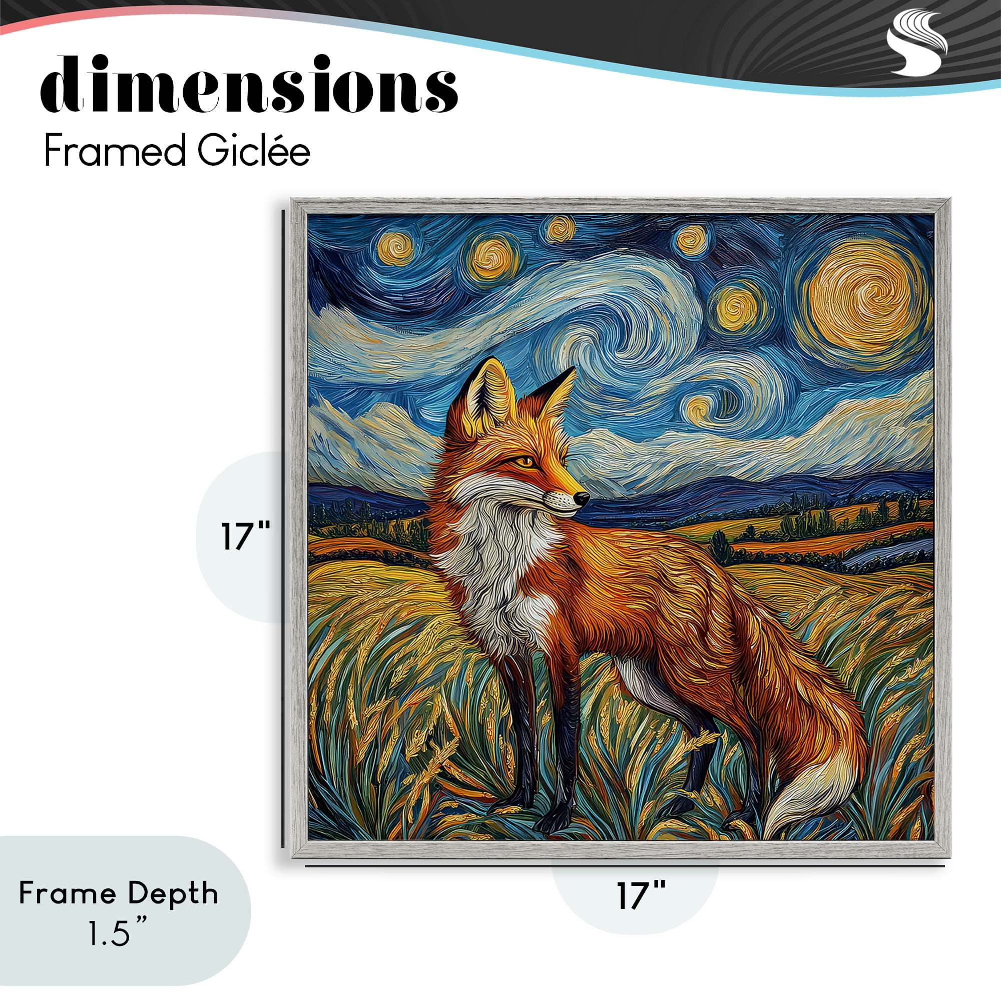 Stupell Industries Swirling Impressionist Fox Gray Framed Giclee Art, design by The Wands Want