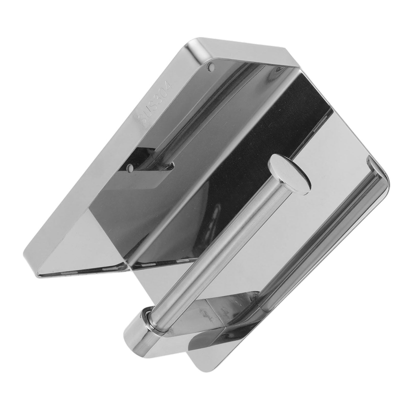 M Buder Toilet Paper Holder with Shelf, Wall Mounted Stainless Steel Tissue Roll Dispenser, Waterproof Storage Rack for Bathroom and Washroom, Silver (7.48 in / 19 cm)