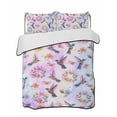 thumbnail image 2 of Quilts Twin Size, Pink Purple Hummingbird Soft Comforter Bedding Set for Bed, Spring Watercolor Flowers Leaf Plant Lightweight Quilted Bedspread with Pillow Cover(2 Pieces) for All Season, 68x86 Inch, 2 of 6
