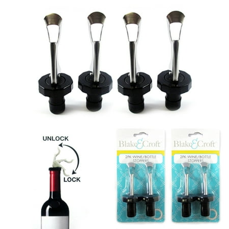 4 Pc Bottle Stoppers Wine Cork Fresh Saver Vacuum Sealer Preserver Airtight (Best Wine Stopper Vacuum)