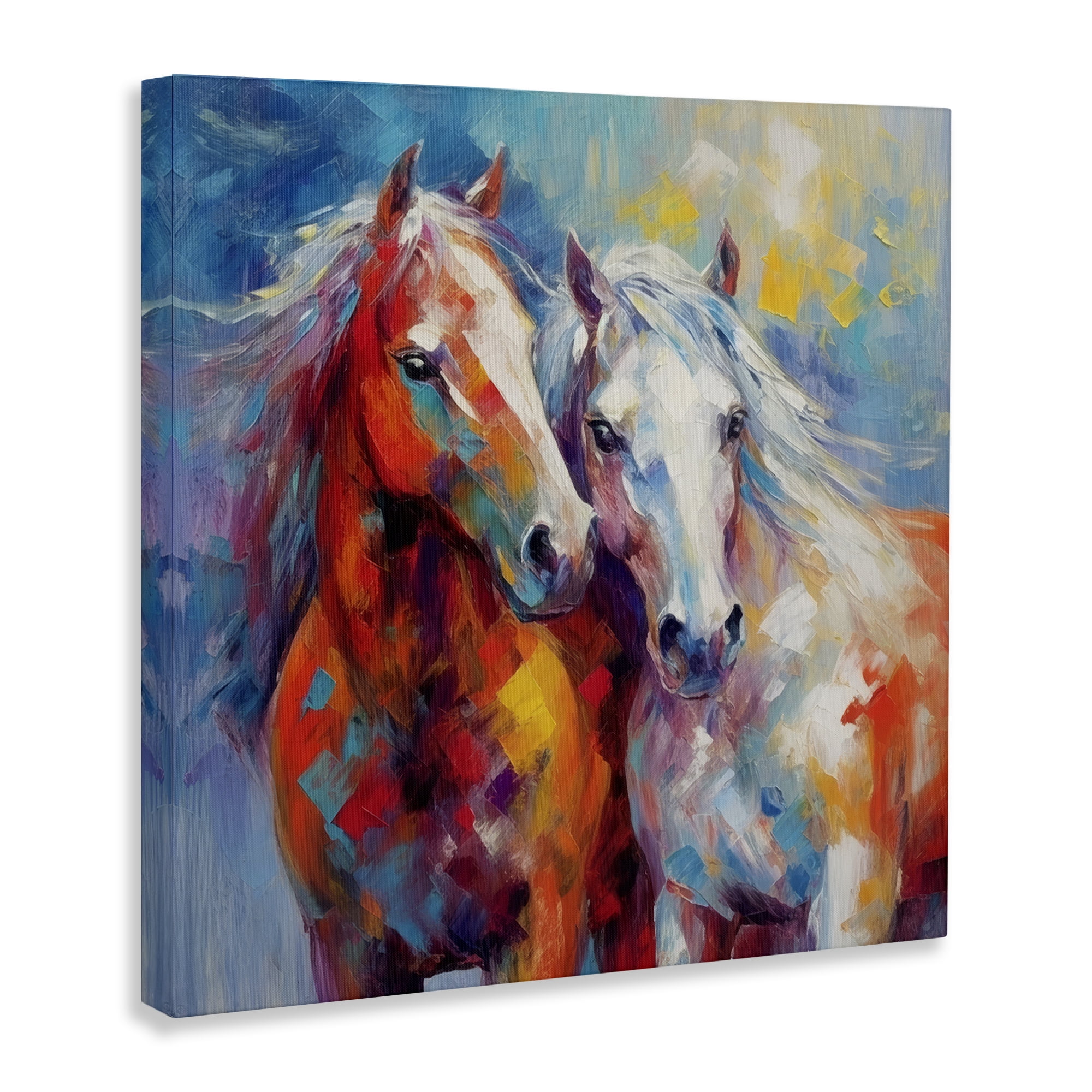 Stupell Industries Abstract Brushed Horses Animals & Insects Painting Gallery Wrapped Canvas Art Print Wall Art, 24 x 24