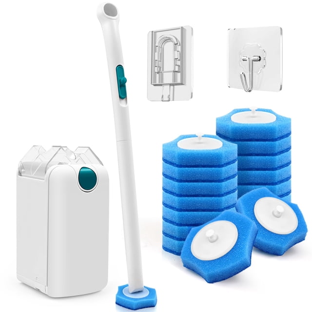 Escobilla de baño desechable NEWE con soporte y 16 recambios de limpiador