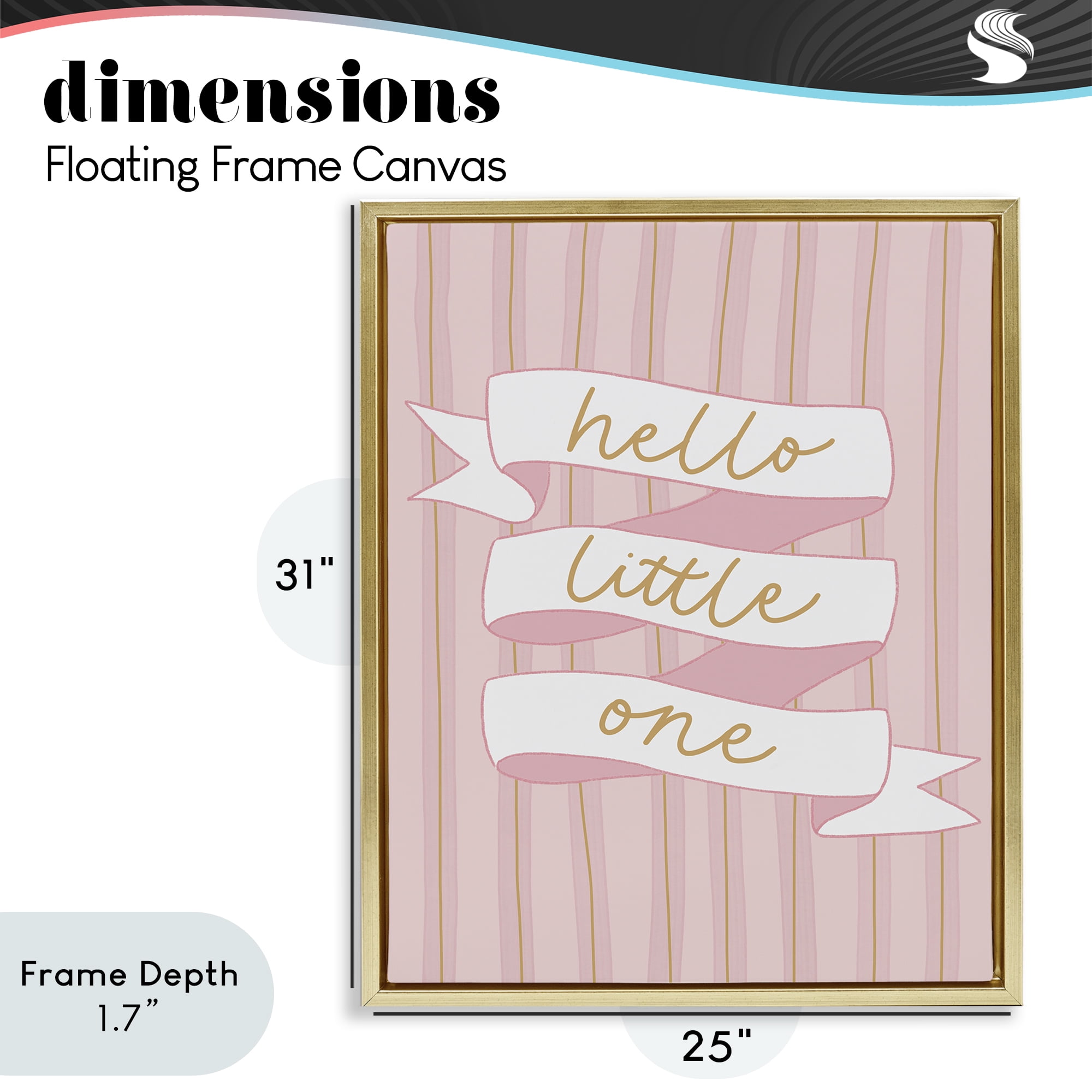 Stupell Industries Pink Hello Little One Gold Framed Floater Canvas Wall Art, design by Amanda Houston