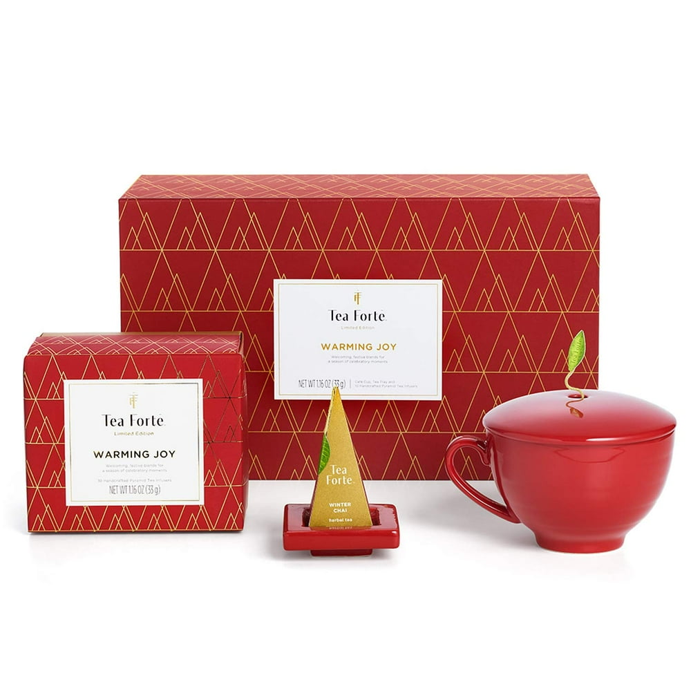Tea Forte Warming Joy Gift Set with Cafe Cup, Tea Tray and 10