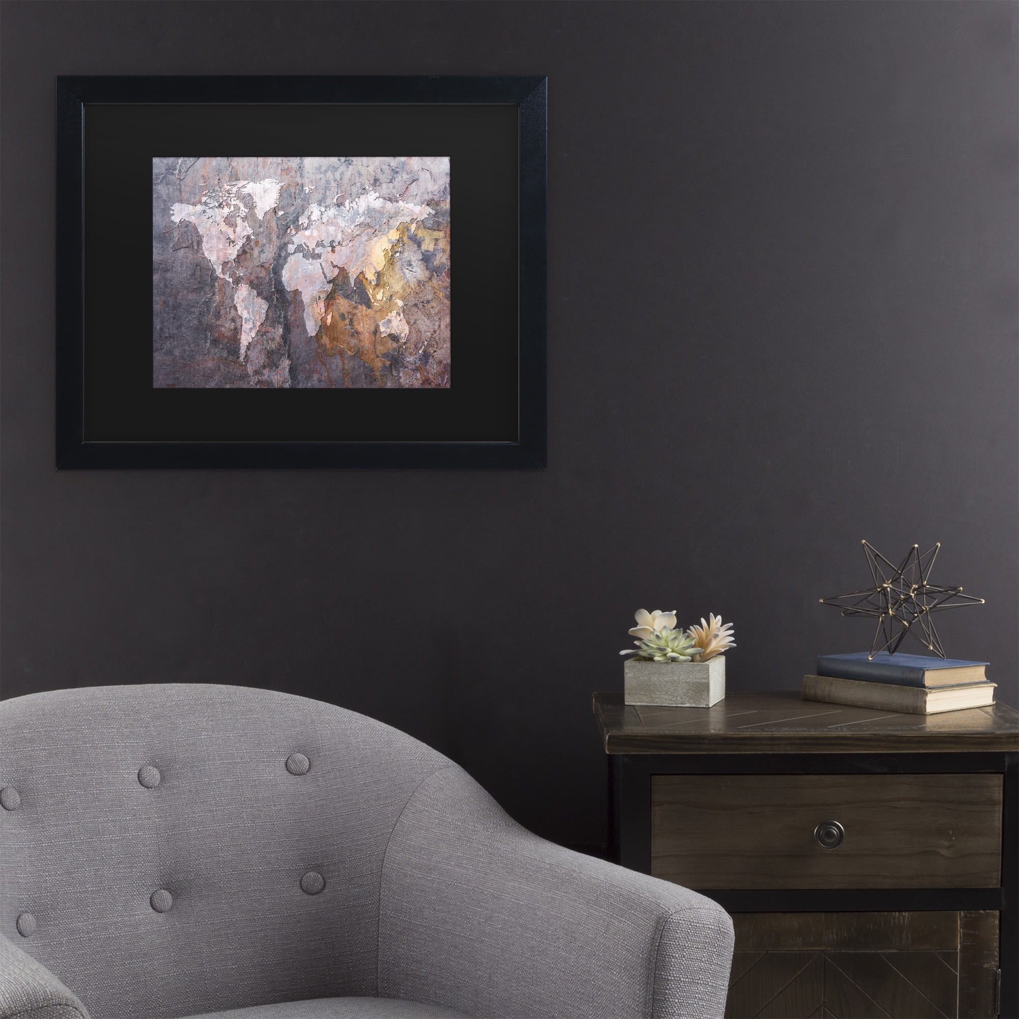 Trademark Fine Art 'World Map - Rock' Canvas Art by Michael Tompsett