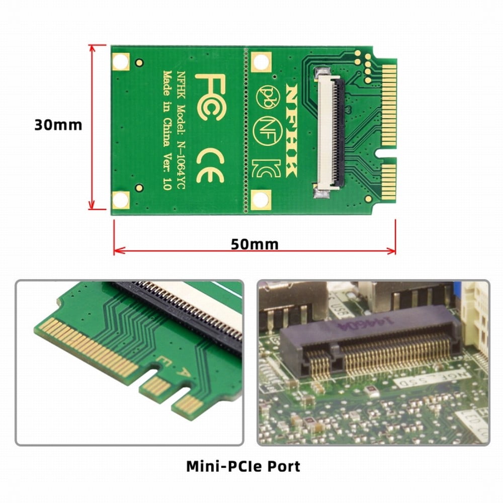 JSER Mini PCI-E PCI Express & NGFF A+E Key to SATA 3.0 Four Ports Adapter Cable 6Gbps Hard Drive Extension Card for SSD