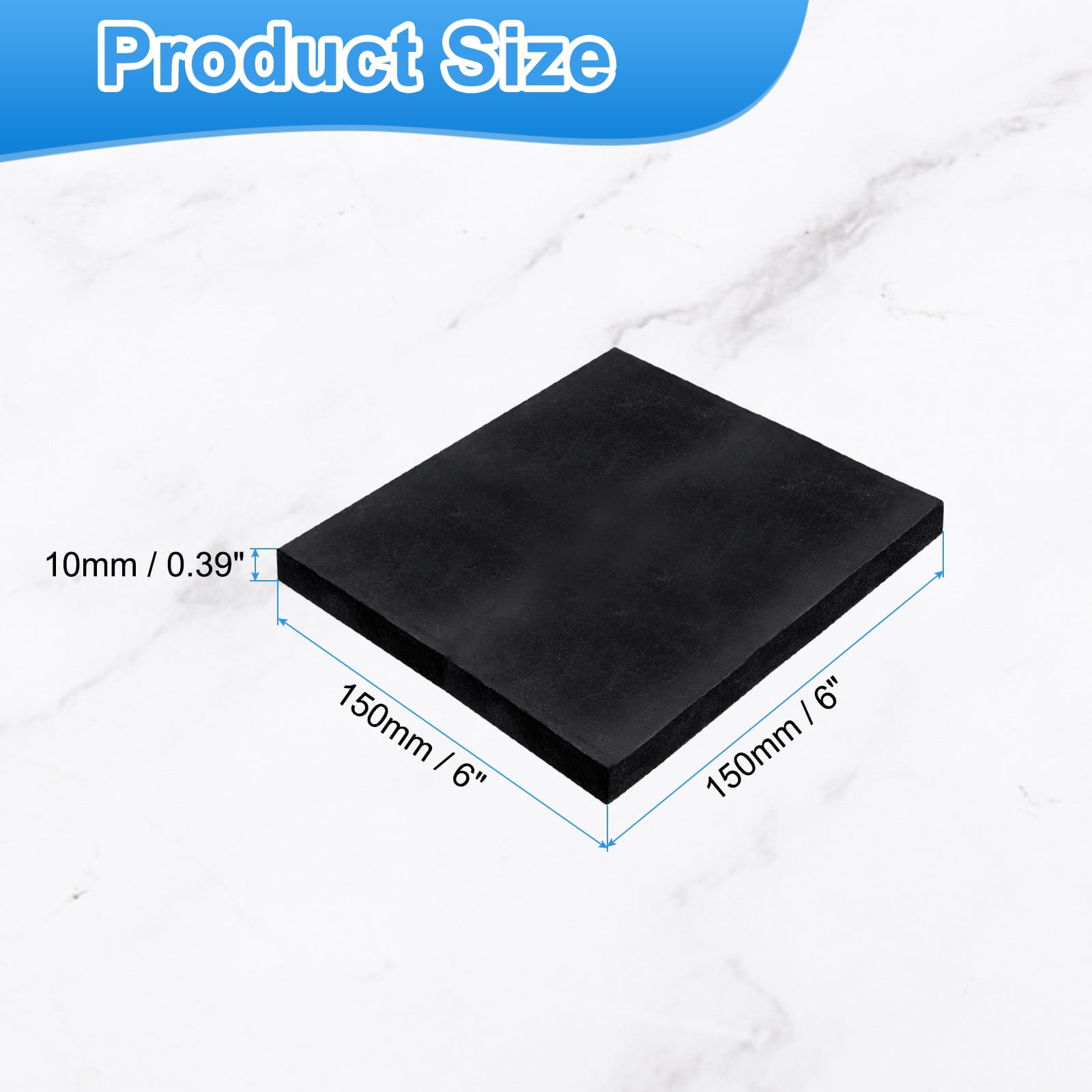 Uxcell 4 Pack Rubber Anti Vibration Pads, 6" x 6" x 0.4" Square Rubber Shock Absorbing Washer Pads, Non-Skid Protector Mat for Washer Dryer Air Conditioner Compressor