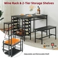 thumbnail image 4 of Dining Table Set for 4, Kitchen Table Set for 4 with 2 Benches, Rectangular Dining Room Table Set with Wine Rack, 3 Piece Dining Table Set for Small Space Apartment, Black, 4 of 8