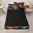 thumbnail image 4 of Homewish Wild Mallard Duck Zipper Full Size Comforter Sets with Fitted Sheet and 2 Pillowcases,Rustic Black Orange Camo Zipper Bedding Set,Black Reversible,4-Piece, 4 of 7
