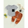 thumbnail image 2 of Bagilaanoe 2pcs Toddler Baby Boy Long Pant Set Stripe Short Sleeve T-shirt and Trousers 6M 12M 18M 24M 3T Casual Summer Clothes, 2 of 9