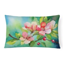 Carolines Treasures DAC1627PW1216 16 x 12 in. Unisex Arkansas Apple Blossom in Watercolor Fabric Decorative Pillow