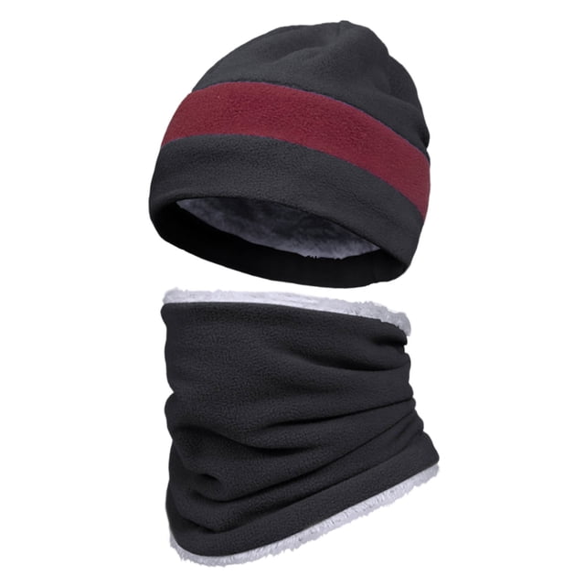 Two In One Winter Warm Face And Hat Unisex Knit Cap And Neck Gaiter Set For Outdoor Use Warm Lined Headwear