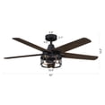 thumbnail image 3 of Parrot Uncle 52 Inch Industrial Ceiling Fan with Lights and Remote, Matte Black Cage Ceiling Fan, 5 Reversible Blades, Farmhouse Ceiling Fan for Indoor, 3 of 10