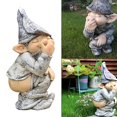 thumbnail image 4 of Estatua de Gnomo de poliresina en miniatura CUTICAT figuritas de pequeños gnomos, 4 of 7